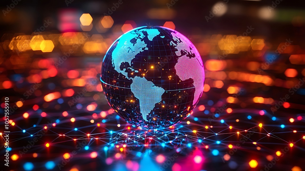 3D Rendered Globe with Network Connections 3D Rendered Globe with Network Connections