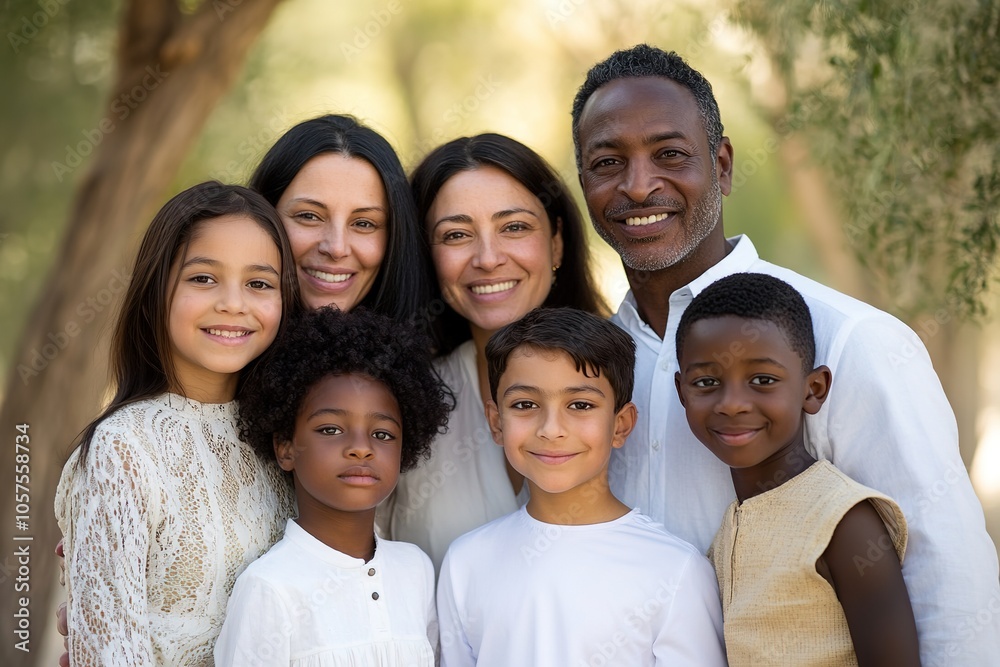 Multiracial family smiling together outdoor Multiracial family smiling together outdoor