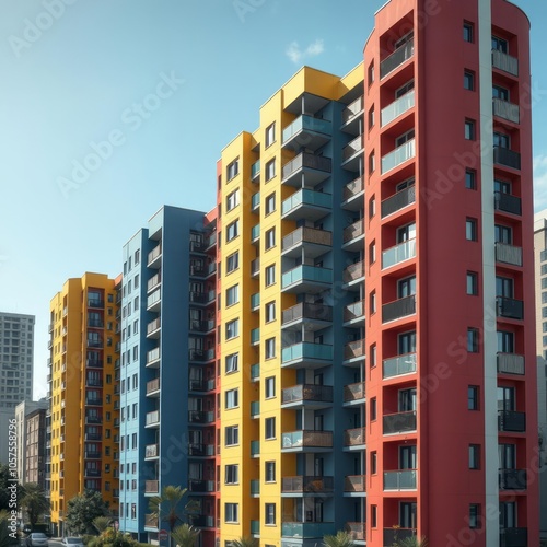 New colorful apartment buildings in modern city Condominium 