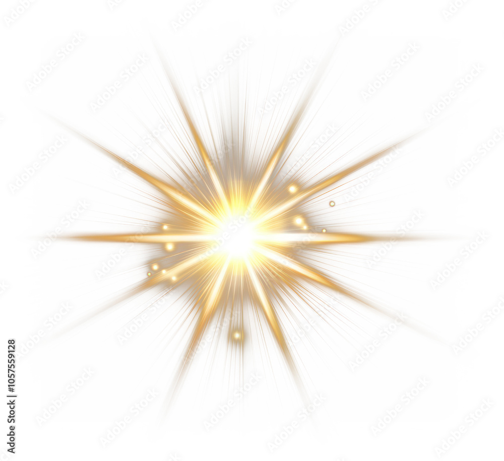 Fototapeta premium PNG An isolated white blink sunray light effect background lighting outdoors.