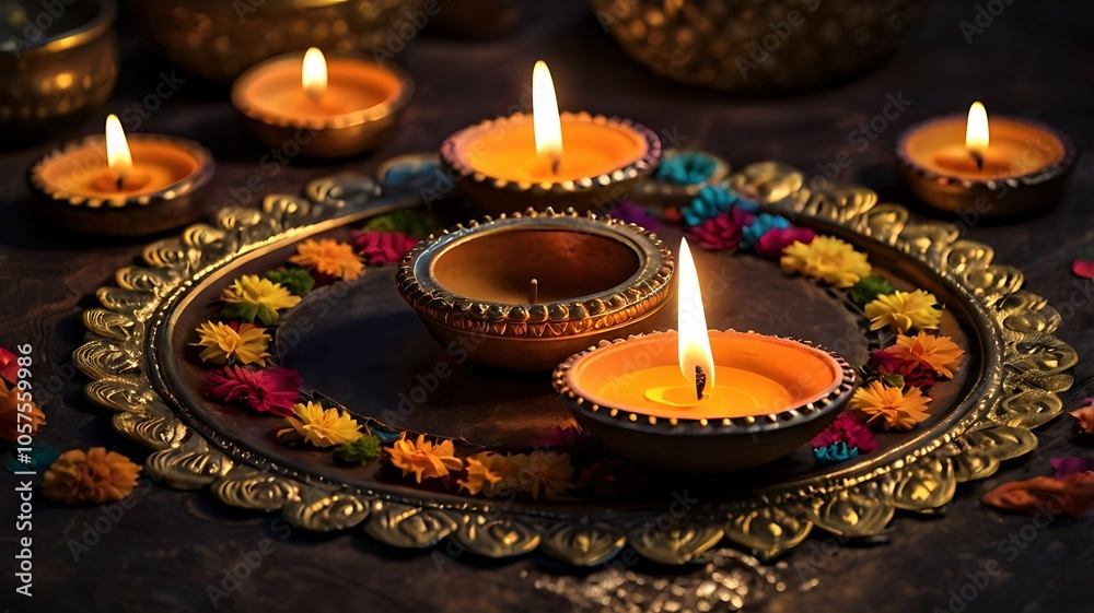 Happy Diwali decorated background on the night Happy Diwali decorated background on the night