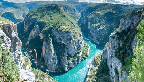 Gorges du Verdon with Turquoise River and Dramatic Cliffs