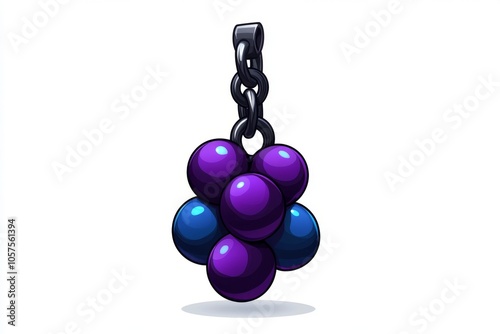 a 2D cartoon illustration of a beaded keychain craft project vibrant and fun white background