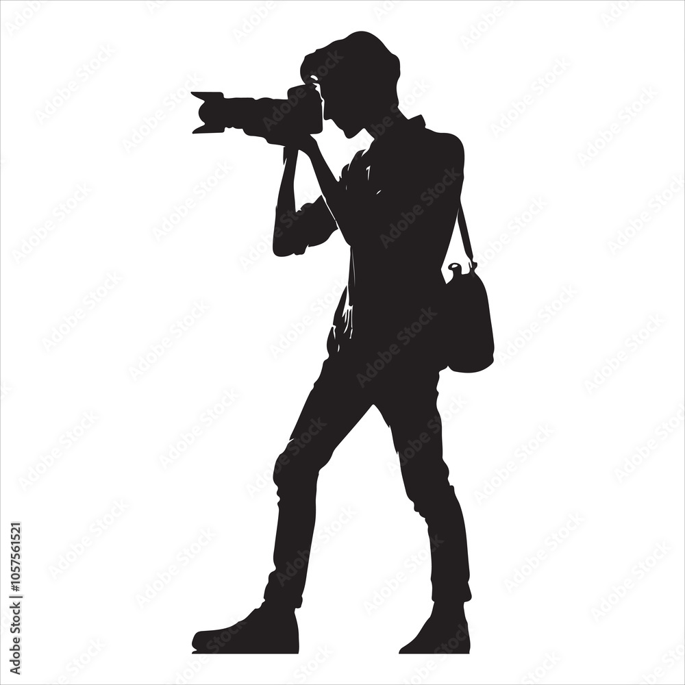 ilhouette of a photographer taking a shot on a white background ilhouette of a photographer taking a shot on a white background
