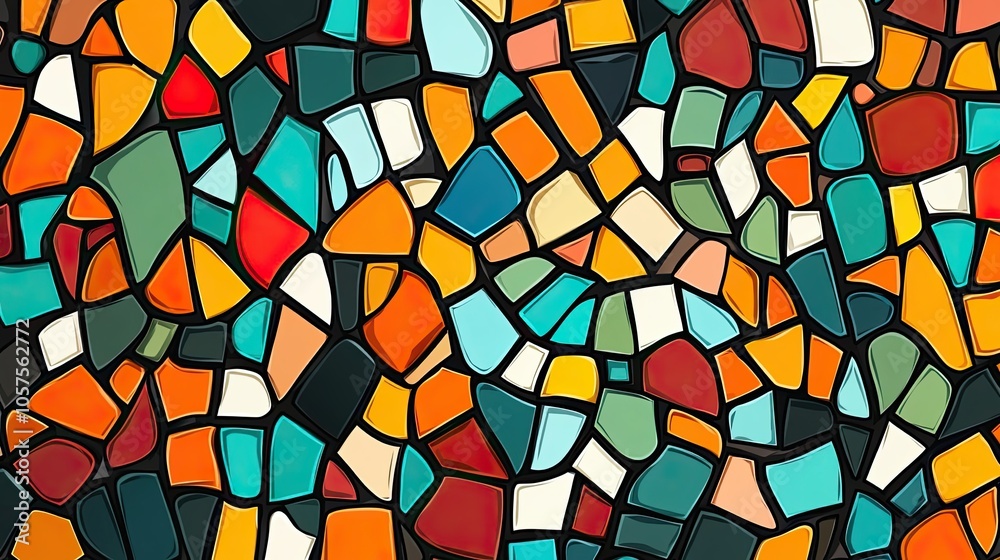 Abstract Colorful Mosaic Pattern with Black Grout Lines Abstract Colorful Mosaic Pattern with Black Grout Lines