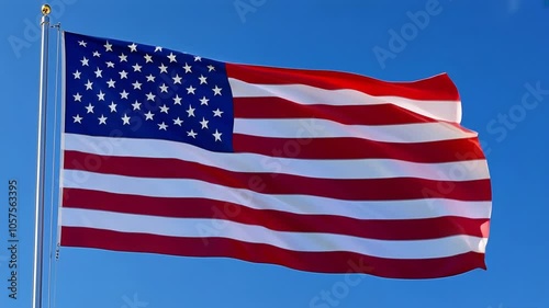 Wallpaper Mural Waving American flag illuminated by sunlight against a bright blue sky, symbolizing freedom and patriotism in the United States Torontodigital.ca