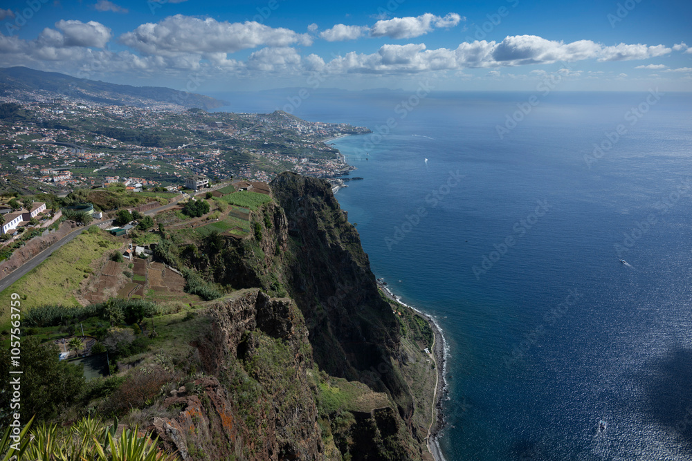 Cape Girao is a lofty sea cliff located along the southern coast of the island of Madeira, Portugal; Camara de Lobos, Madeira, Portugal Cape Girao is a lofty sea cliff located along the southern coast of the island of Madeira, Portugal; Camara de Lobos, Madeira, Portugal