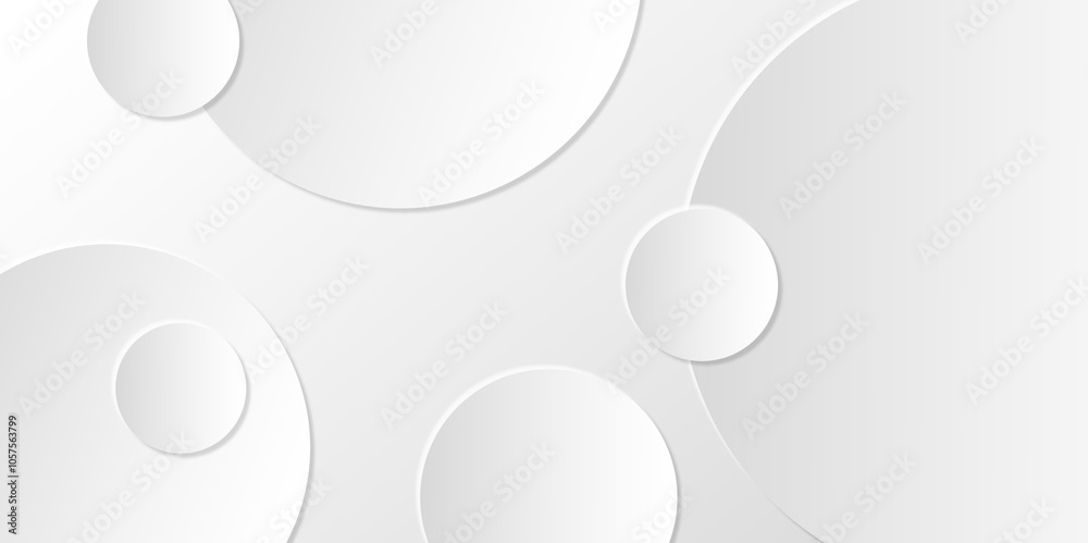 Abstract white background. Minimal geometric white light background abstract design. circle shape overlaps design abstract Minimal style gray neomorphism website banner, Vector business presentation. Abstract white background. Minimal geometric white light background abstract design. circle shape overlaps design abstract Minimal style gray neomorphism website banner, Vector business presentation.
