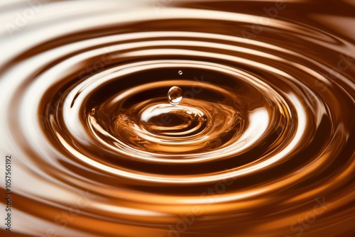 Droplet hitting water surface creating ripple, amber tone photo