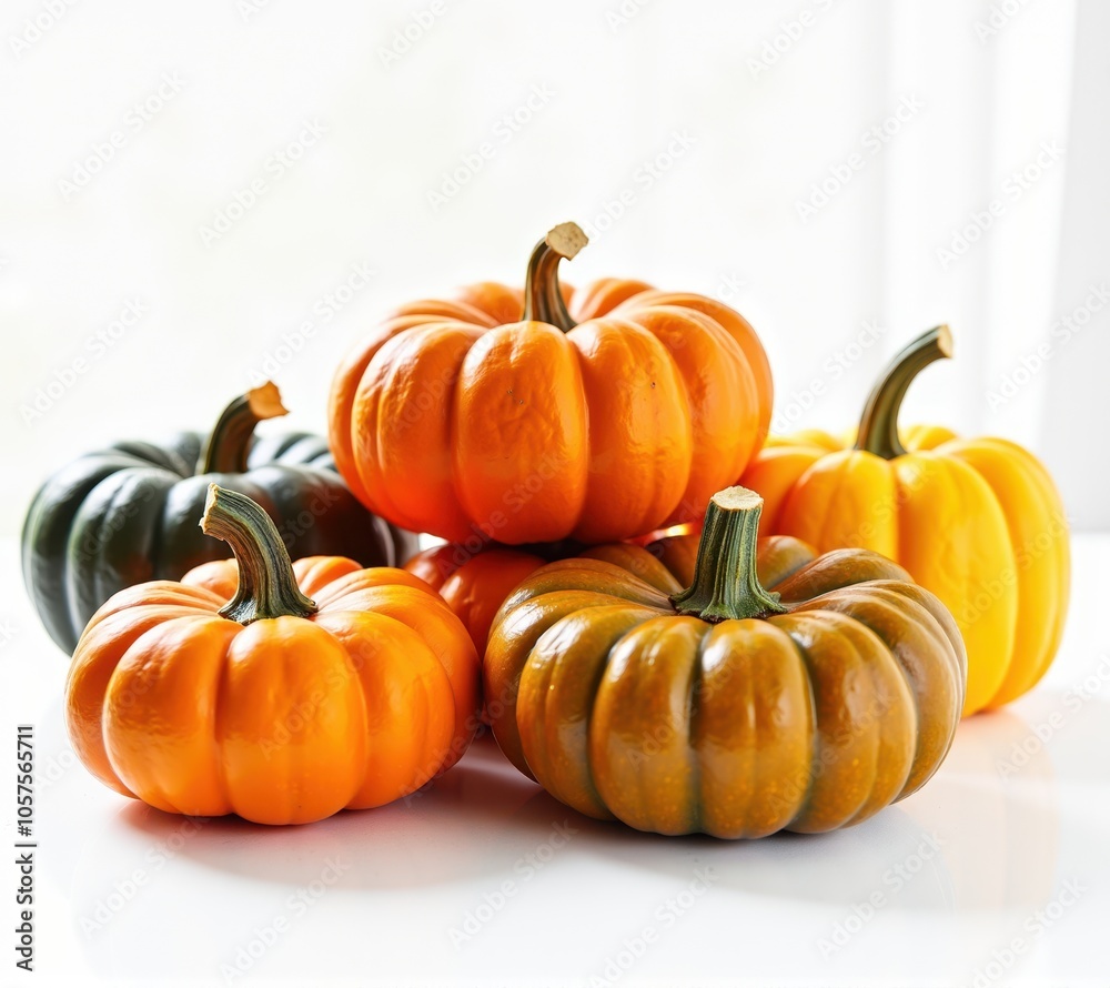 pumpkins different vegetables on white background