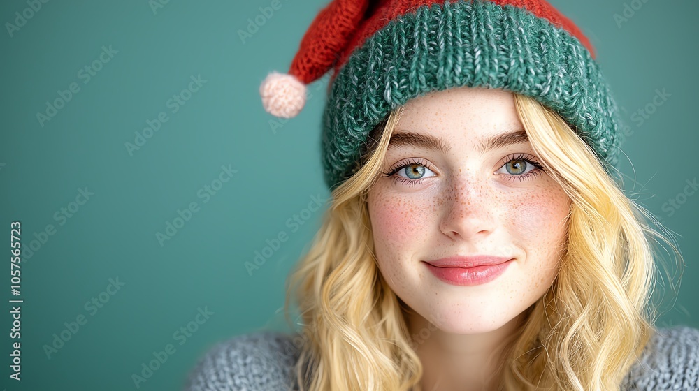 Elfthemed knit hat with pointed tip and a little jingle bell, playful for Christmas Elfthemed knit hat with pointed tip and a little jingle bell, playful for Christmas