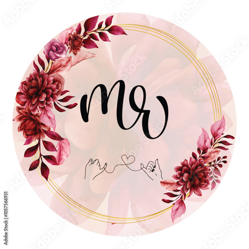 Mr & Mrs lettering vector template motivation font. Mr and Mrs cupcake topper, cake topper. Mr and Mrs wedding lettering cake topper vector design, holiday calligraphy swirls. wedding, love engagement
