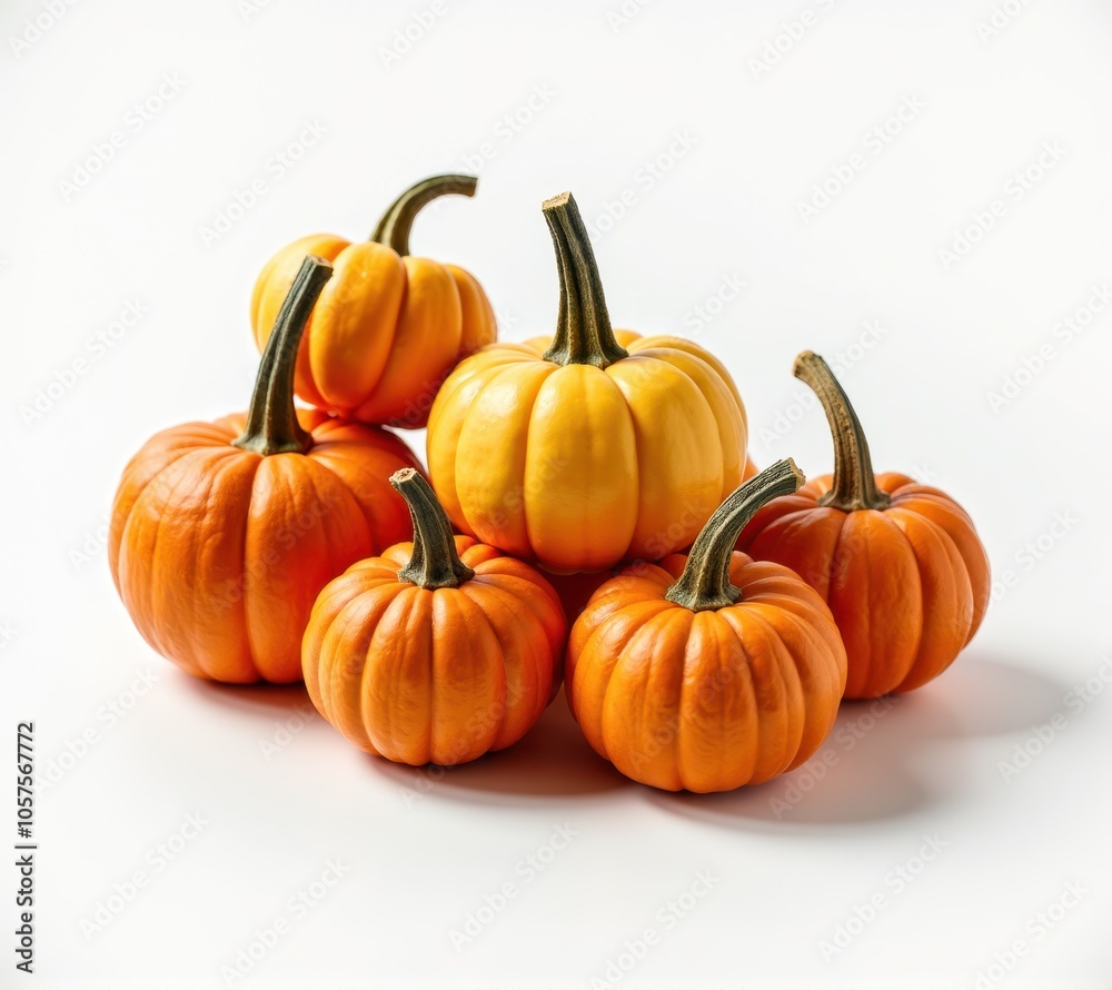 pumpkins different vegetables on white background