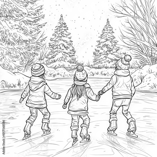 A group of children ice ska...