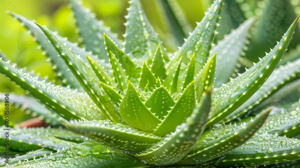 Green aloe vera plant showing spiky edges Close-up photo with clean background Green aloe vera plant showing spiky edges Close-up photo with clean background