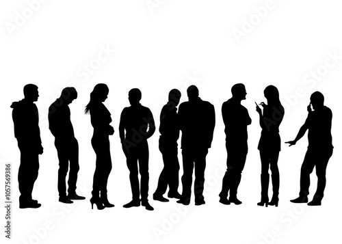 Big crowds people walking on white background