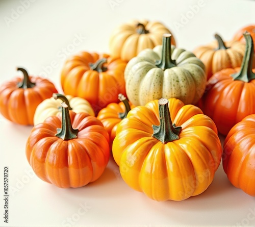 pumpkins different vegetables on white background