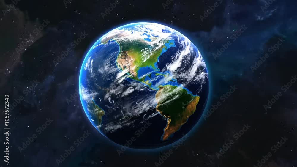 Earth Zoom in from outer space to city. 3d animation through clouds and atmosphere. Satellite View of planet at night. Background for travel intro. Approaching globe. Enlarge video.