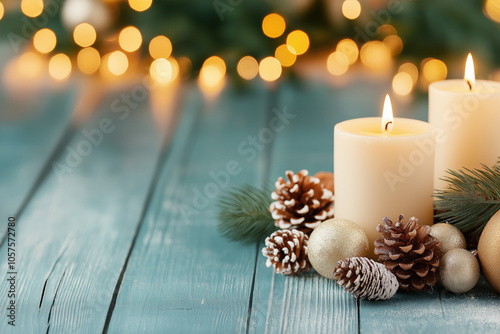Christmas Candles On A Dark...