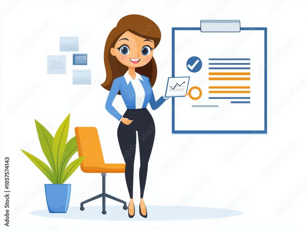 Fototapeta premium Businesswoman Presenting Data in Modern Office Setting