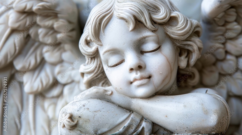 Serene angel with closed eyes dreaming peacefully Close-up photo with clean background Serene angel with closed eyes dreaming peacefully Close-up photo with clean background