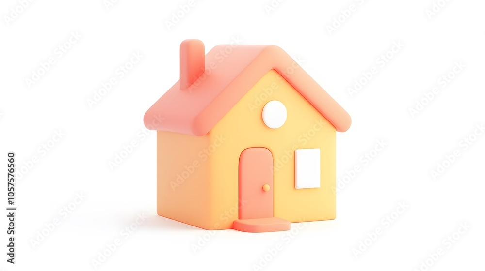 3D style house icon, bright peach and orange colors, white background, simple design, poster
3D style house icon, bright peach and orange colors, white background, simple design, poster