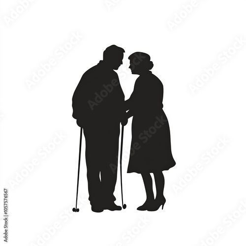 Elderly Couple Silhouette, ...