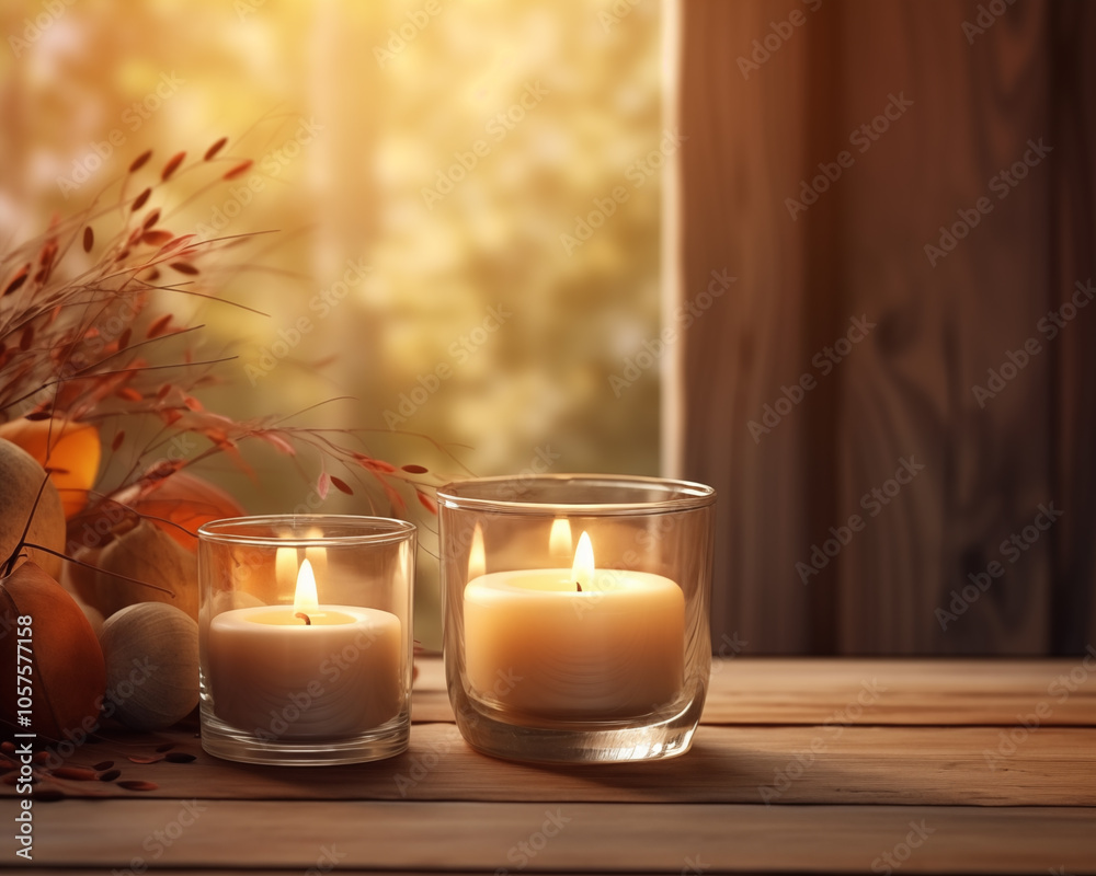 White scented candle in clear glass Cute, minimalist package On a minimalist background White scented candle in clear glass Cute, minimalist package On a minimalist background