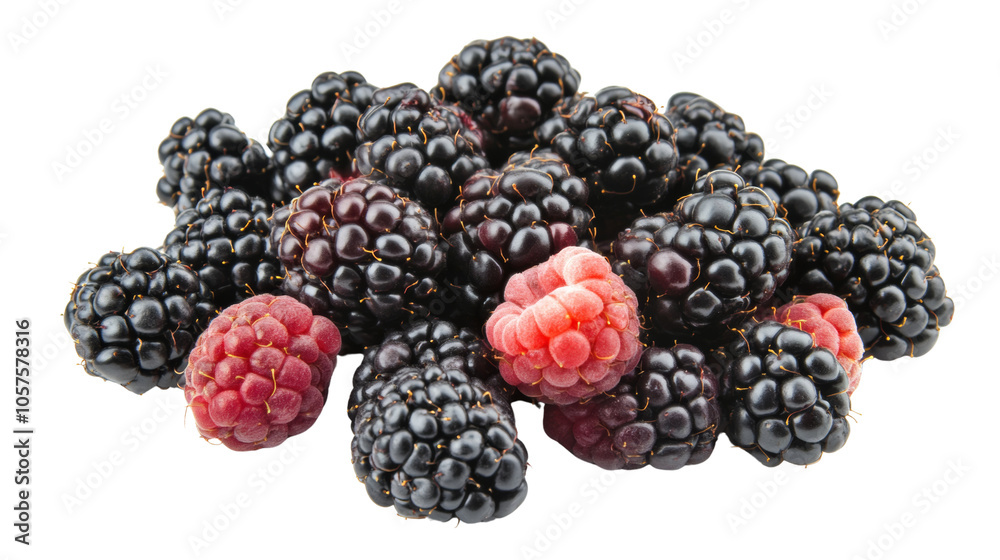 Blackberries and raspberries mix isolated transparent background Blackberries and raspberries mix isolated transparent background
