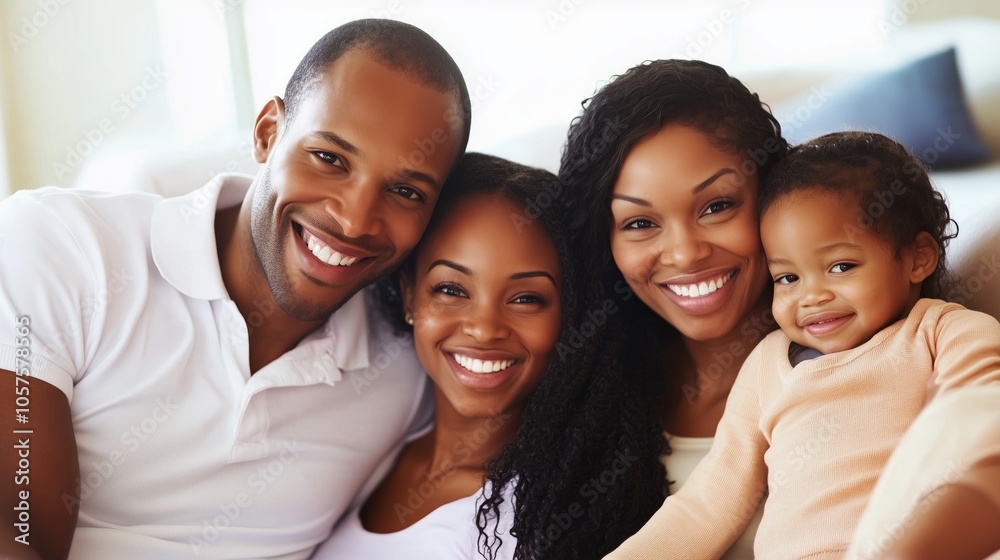 Family of four, two adults and two children, are smiling Family of four, two adults and two children, are smiling