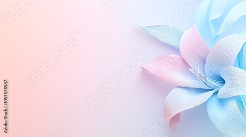 Elegant Origami Lily Flower on Soft Color Background - Beautifully Folded Paper Art Perfect for Home Decor and Creative Projects