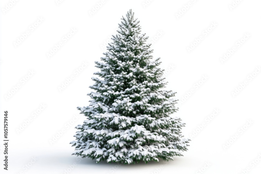 Christmas tree covered with snow isolated on white background. Christmas tree covered with snow isolated on white background.