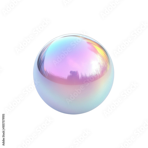 Holographic sphere isolated transparent background