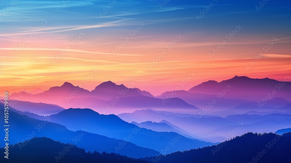 Sunrise light on mountain silhouettes, vibrant sky, peaceful dawn Close-up photo with clean background Sunrise light on mountain silhouettes, vibrant sky, peaceful dawn Close-up photo with clean background