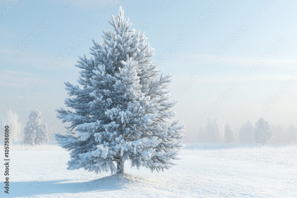 Obraz premium Fir tree covered with snow Fir tree covered with snow