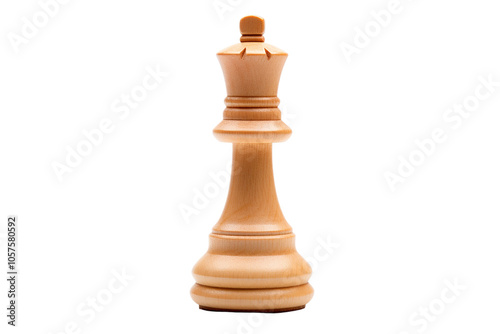 Elegant Wooden Chess King Piece on a Plain White Background