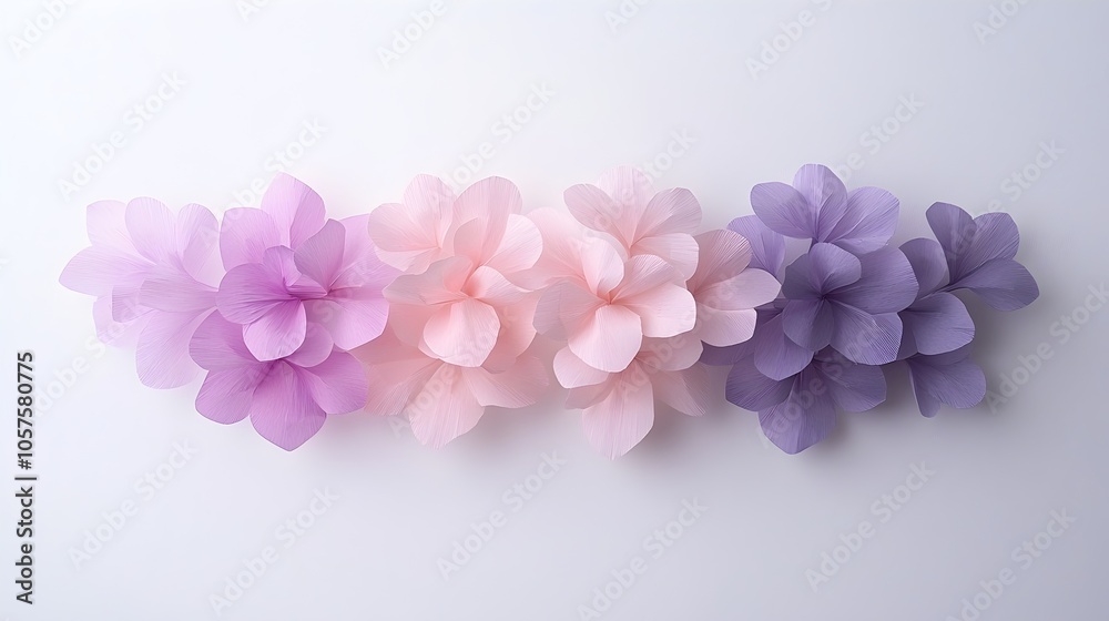 Fototapeta premium Elegant Delphinium Origami Floral Composition - Stunning Layered Petal Folds on a Minimalist Background for Contemporary Home Decor and Design Projects