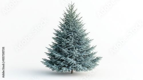 Bluish spruce Christmas tree a species of the Pinaceae family featuring light young shoots on dark green branches represents an evergreen beauty