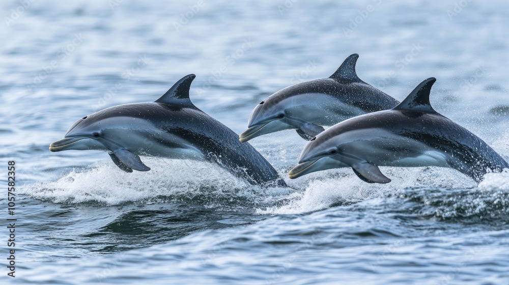 Naklejka premium Charming dolphins swimming gracefully in the ocean