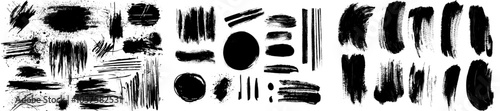 An elegant set of black paint brush strocks with text boxes.