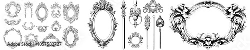 Frames and elements in vintage ornate style