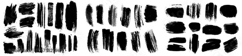 Hand drawn bush strokes, creative collection of backgrounds, badges, text space, design elements, black bush strokes