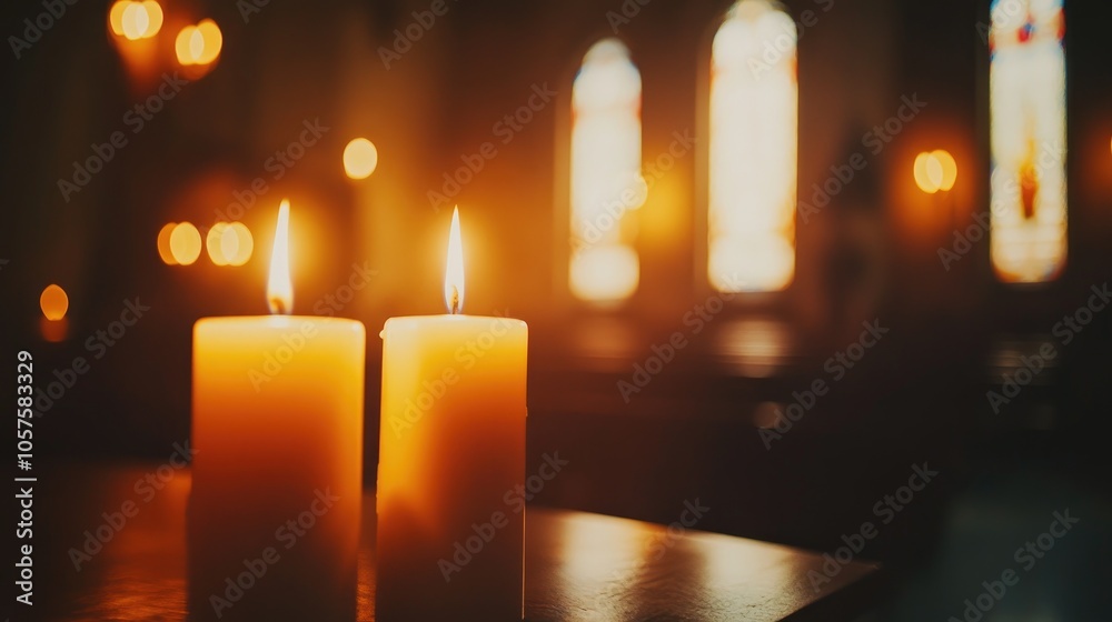 Candles lit in a church for a solemn observance