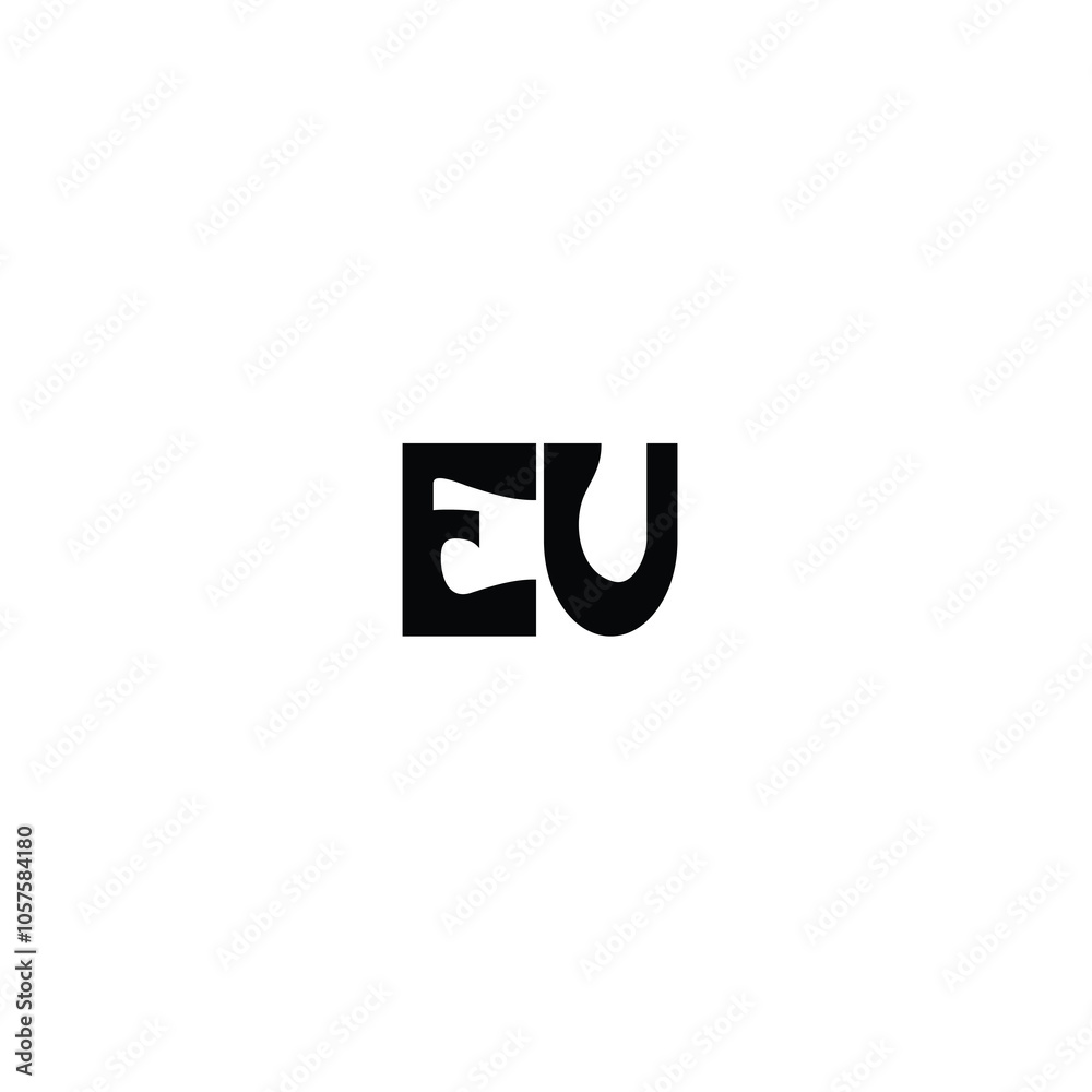 Obraz premium EU monogram logo design letter text name symbol monochrome logotype alphabet character simple logo