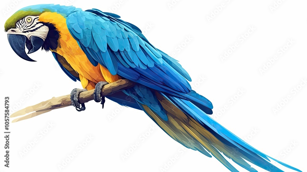 Obraz premium A Vibrant Blue and Yellow Macaw Perched on a Branch