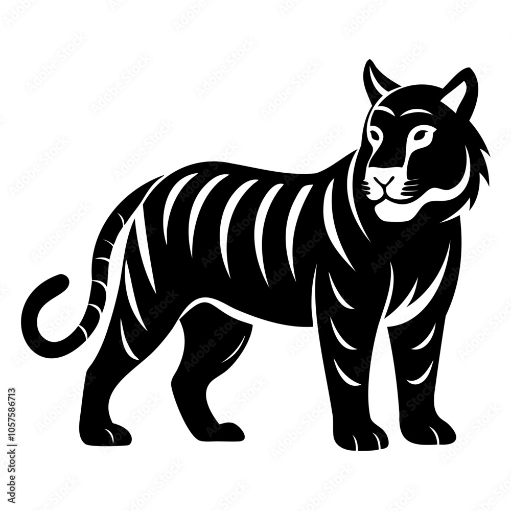 Tiger Black Silhouette Vector illustration Tiger Vector Silhouette on transparent background Tiger Black Silhouette Vector illustration Tiger Vector Silhouette on transparent background
