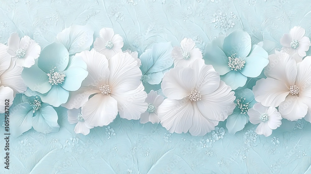 Elegant floral design a serene blend of white and aqua blossoms perfect for home decor and events