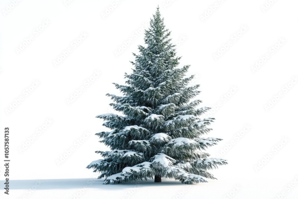 spruce covered with snow isolated on white background spruce covered with snow isolated on white background