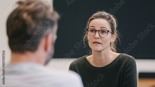 Teacher Demonstrates Breath Control Techniques to Voice Actor photo