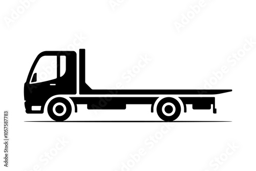 Tow truck icon. Black silhouette. Side view. Vector simple flat graphic illustration. Isolated object on white background. Isolate.
